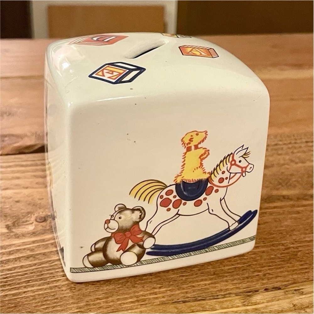 Vintage Tiffany & Co Tiffany's Childhood Toys Ceramic Savings Bank Decor 1992